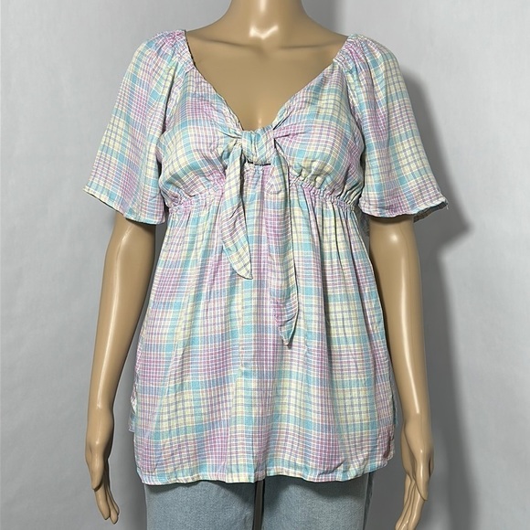 Isabel Maternity by Ingrid & Isabel Tops - Isabel Maternity - Isabel & Ingrid Colorful Blouse Plaid (ELMRM5)